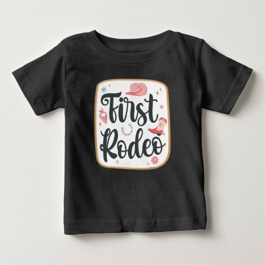 Meisje Eerste Rodeo 1e Verjaardagsshirt (Voorkant)