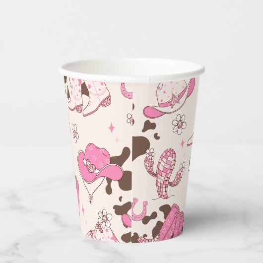 Meisje Eerste Rodeo Cowgirl roze bruin verjaardags Papieren Bekers (Rechts)