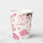 Meisje Eerste Rodeo Cowgirl roze bruin verjaardags Papieren Bekers (Voorkant)