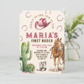 Meisje Eerste Rodeo Paard Cowboy Pet Laarzen Verja Kaart (Staand voorkant)