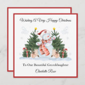 Meisje eerste tweede derde kerst sneeuwpop Kaart (Voorkant / Achterkant)