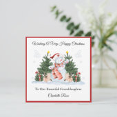 Meisje eerste tweede derde kerst sneeuwpop Kaart (Staand voorkant)