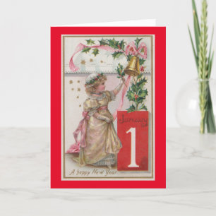  meisje Eerste Vakantiekaart januari Feestdagen Kaart