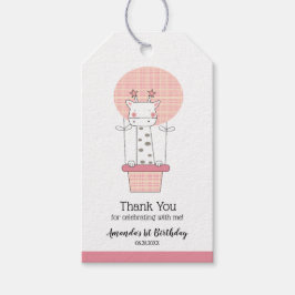 Meisje eerste verjaardag giraffe cadeautje cadeaulabel