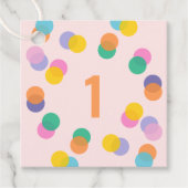 Meisje Eerste Verjaardag Kleurrijke Confetti Dank  Bedankjes Labels (Voorkant)