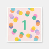 Meisje Eerste Verjaardag Kleurrijke Confetti Servet (Voorkant)