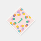 Meisje Eerste Verjaardag Kleurrijke Confetti Servet (Hoek)