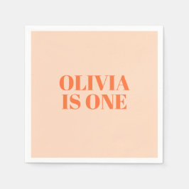 Meisje Eerste Verjaardag Peach Modern Servet