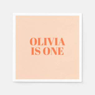 Meisje Eerste Verjaardag Peach Modern Servet