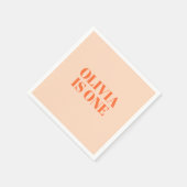 Meisje Eerste Verjaardag Peach Modern Servet (Hoek)