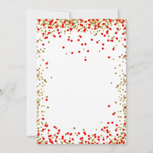 Meisje Eerste Verjaardag Rood Goud Nummer Confetti Kaart (Achterkant)