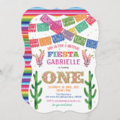 Meisje Eerste Verjaardag Uitnodiging, Mexicaans, F Kaart (Voorkant / Achterkant)