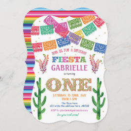 Meisje Eerste Verjaardag Uitnodiging, Mexicaans, F Kaart