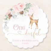 Meisje eerste verjaardag winter Een-hert-vol verja Kartonnen Onderzetters (Voorkant)