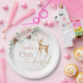 Meisje eerste verjaardag winter Een-hert-vol verja Papieren Bordje (Feest)