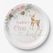 Meisje eerste verjaardag winter Een-hert-vol verja Papieren Bordje (Voorkant)