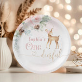 Meisje eerste verjaardag winter Een-hert-vol verja Papieren Bordje