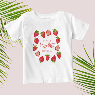 Meisje Eerste Zomer Aardbei 1e Verjaardag