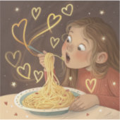 Meisje eet spaghetti - pure vreugde sticker (Voorkant)