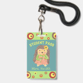 Meisje egel klaslokal pas badge (Voorzijde met lanyard)