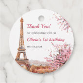 Meisje Eiffeltoren Parijs 1e verjaardag Bedankjes Labels (Achterkant)