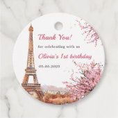 Meisje Eiffeltoren Parijs 1e verjaardag Bedankjes Labels (Voorkant)
