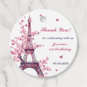 Meisje Eiffeltoren Parijs 1e verjaardag Bedankjes Labels (Voorkant)