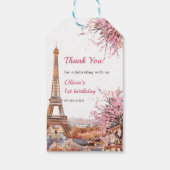 Meisje Eiffeltoren Parijs 1e verjaardag Cadeaulabel (Achterkant)