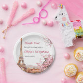 Meisje Eiffeltoren Parijs 1e verjaardag Papieren Bordje (Feest)