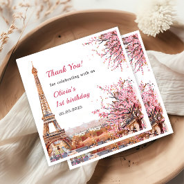 Meisje Eiffeltoren Parijs 1e verjaardag Servet