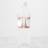 Meisje Eiffeltoren Parijs 1e verjaardag Waterfles Etiket (Achterkant)