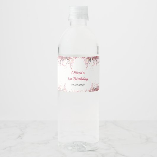 Meisje Eiffeltoren Parijs 1e verjaardag Waterfles Etiket (Voorkant)