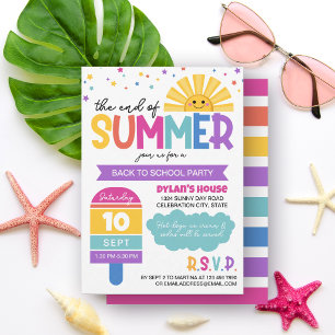 Meisje Einde van de zomer Terug naar schoolfeest Kaart