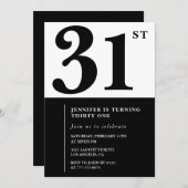 Meisje Elegant 31e verjaardag uitnodiging Zwart Wi (Voorkant / Achterkant)