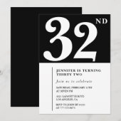 Meisje Elegant 32e verjaardag uitnodiging Chic Sim (Voorkant / Achterkant)