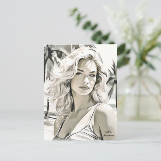 Meisje Elegant in zwart en wit Briefkaart (Staand voorkant)