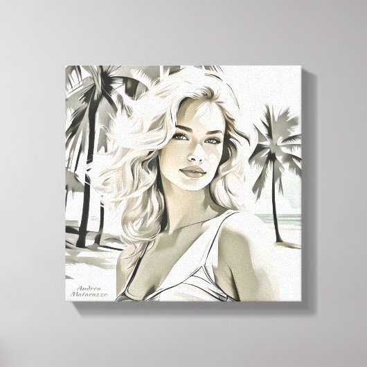 Meisje Elegant in zwart en wit Canvas Afdruk (Voorkant)