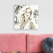 Meisje Elegant in zwart en wit Canvas Afdruk (Insitu (Woonkamer))