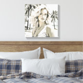 Meisje Elegant in zwart en wit Canvas Afdruk (Insitu (Slaapkamer))