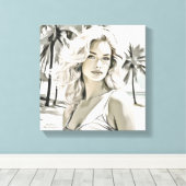 Meisje Elegant in zwart en wit Canvas Afdruk (Insitu (Houten vloer))