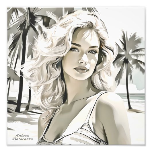 Meisje Elegant in zwart en wit Foto Afdruk (Voorkant)