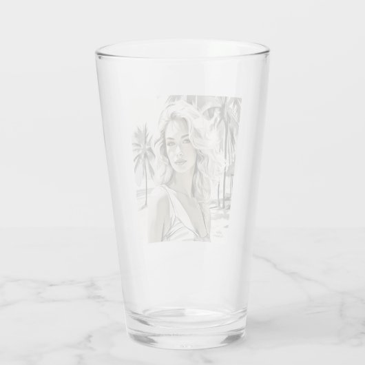 Meisje Elegant in zwart en wit Glas (Achterkant)