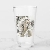 Meisje Elegant in zwart en wit Glas (Voorkant)