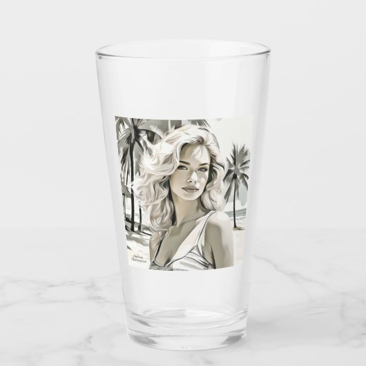 Meisje Elegant in zwart en wit Glas (Voorkant)