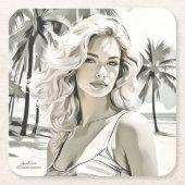 Meisje Elegant in zwart en wit Kartonnen Onderzetters (Voorkant)