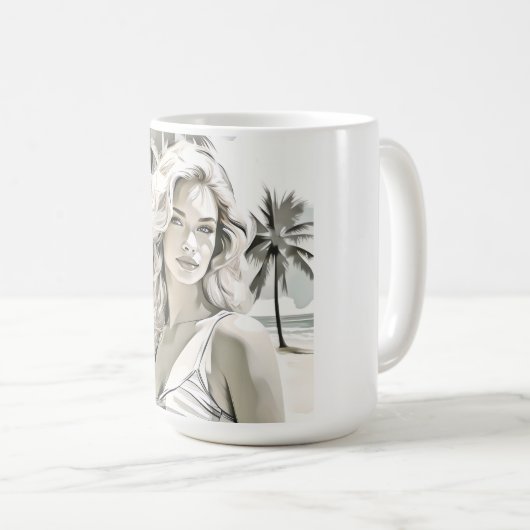 Meisje Elegant in zwart en wit Koffiemok (Voorkant rechts)