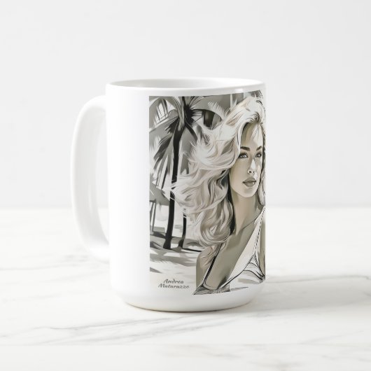 Meisje Elegant in zwart en wit Koffiemok (Voorkant links)