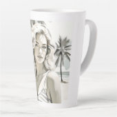 Meisje Elegant in zwart en wit Latte Mok (Rechterhoek)