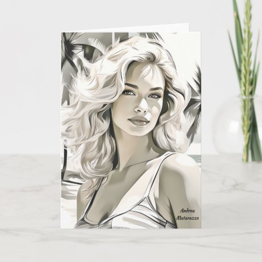 Meisje Elegant in zwart en wit Notitiekaartje (Voorkant)