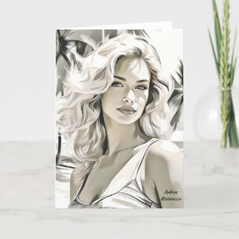 Meisje Elegant in zwart en wit Notitiekaartje